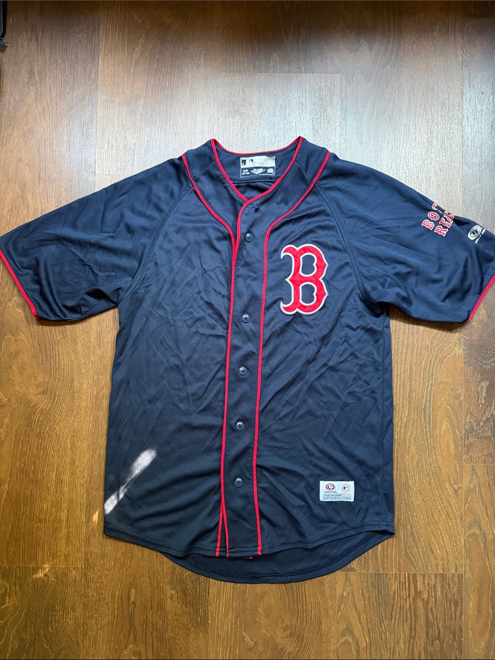 Boston Red Sox Navy Button-Up Jersey with Red Piping